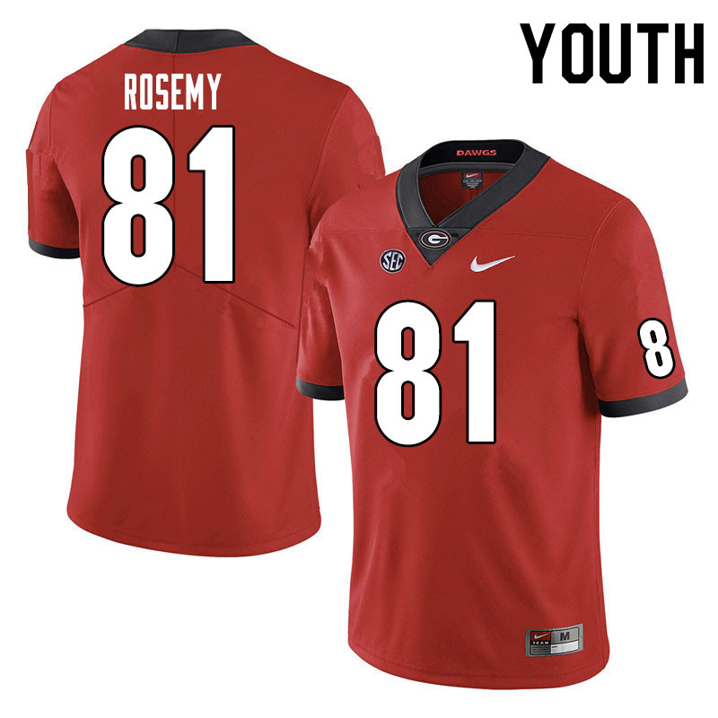 Georgia Bulldogs Youth Marcus Rosemy #81 Red Stitched College UGA Football Jersey 23QS012OH